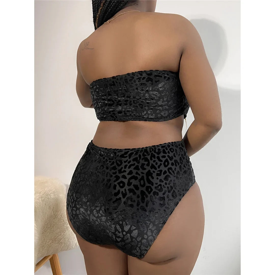 0XL - 4XL New Leopard Bikini Plus Size Large Size Swimwear Women Swimsuit Female Two-pieces Bikini set Bather Bathing Suit K3977
