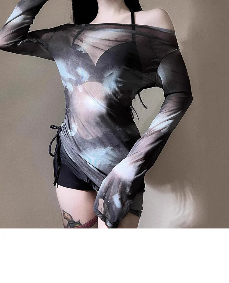 Ins Style Bikini Swimsuit Split Three Piece Set Sexy Belly Covering Slimming Hot Spring Swimsuit