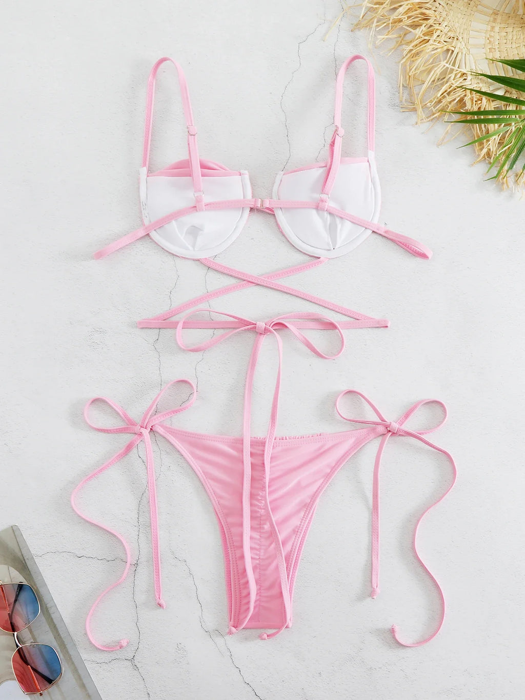 2024 Sexy Pleats Bikinis Set Micro Bikini Women Halter Swimwear High Cut Swimsuit Brazilian Biquini Beachwear Bathing Suit