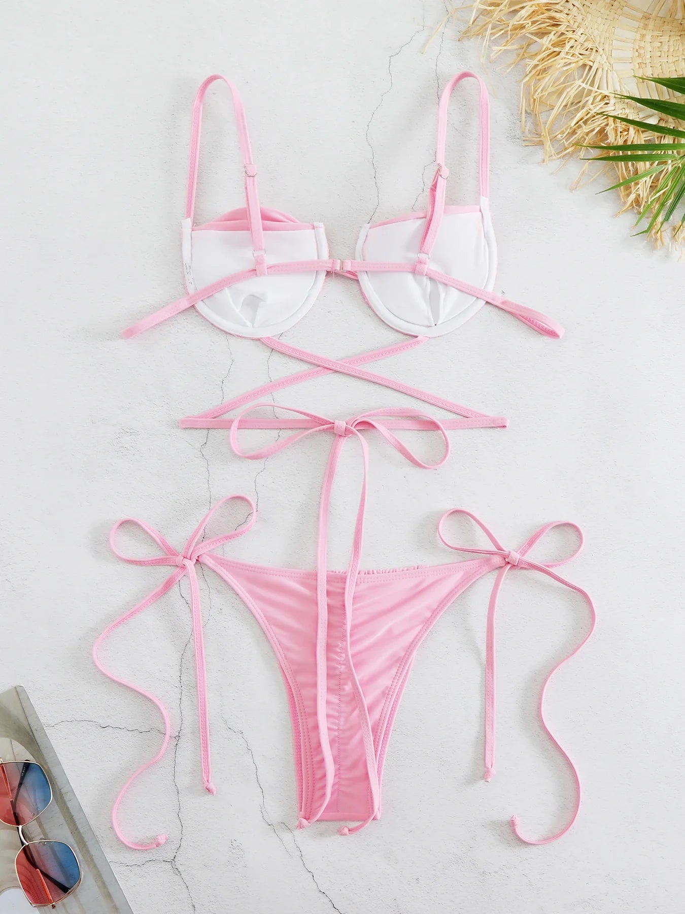 2024 Sexy Pleats Bikinis Set Micro Bikini Women Halter Swimwear High Cut Swimsuit Brazilian Biquini Beachwear Bathing Suit