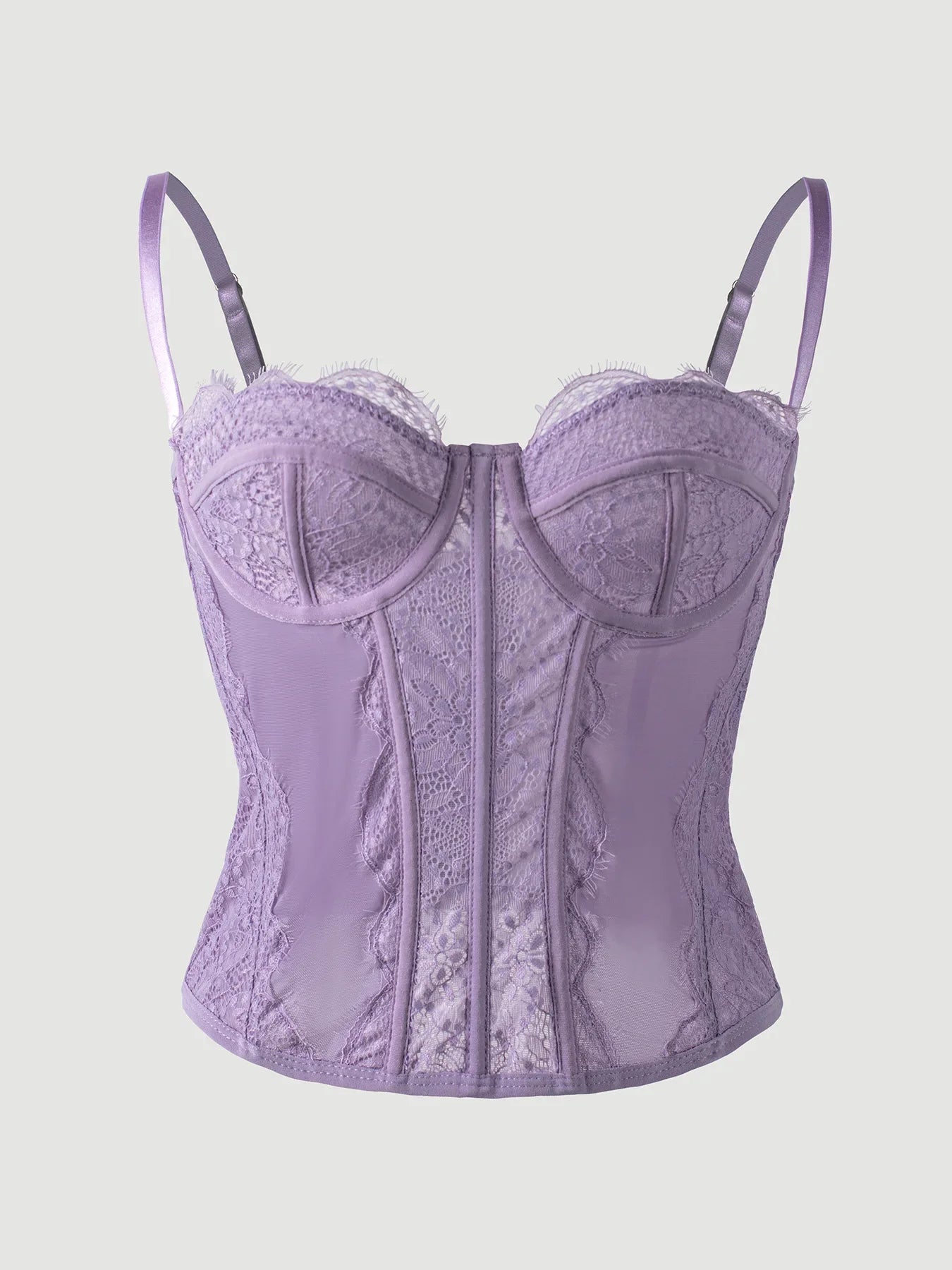 Strapless Waist-Cinching Shaping Top For Women Lace Versatile Fishbone Gathered Outerwear Corset Transparent Mesh Charming S1LT