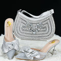 Doershow New Arrival African Wedding Shoes and Bag Set peach Color Italian Shoes with Matching Bags Nigerian lady party  HTG1-6