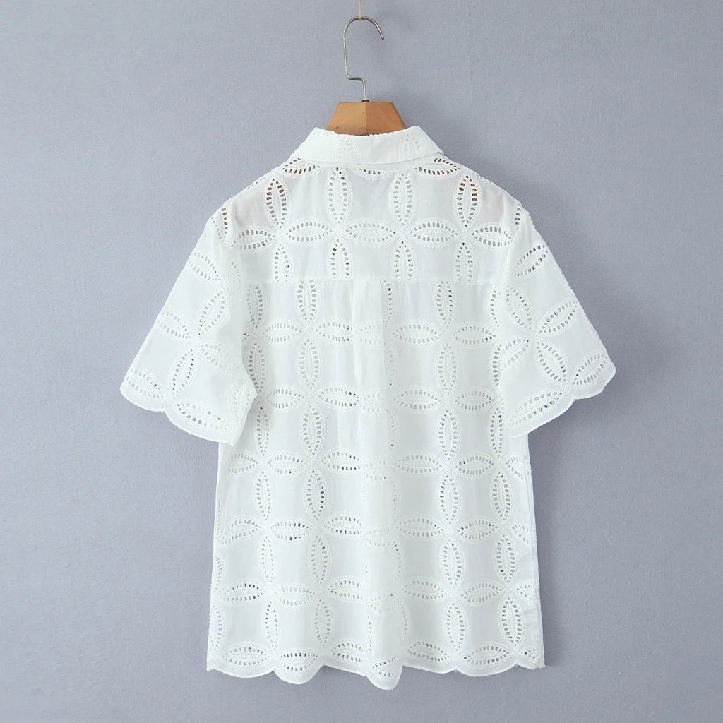 Foridol Summer Casual White Lace Dress Set for Women Hollow Out Embroidery Skirt Outfits 2 Pcs Loose Beach New Suit Skirt Set