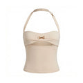 Women’s Solid Color Vest Halter Tops Front Metal Cut Out Sleeveless Slim Fit Tank Tops Summer Sexy Elegant Streetwear