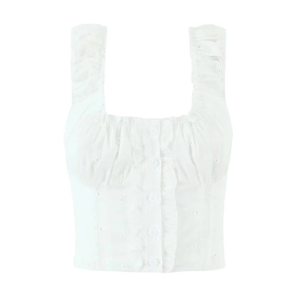 Foridol Hollow Out Cotton Women's 2 Pieces Set White Summer Pants Set Embroidery Top Pants Suit Matching Set Beach Casual Pants