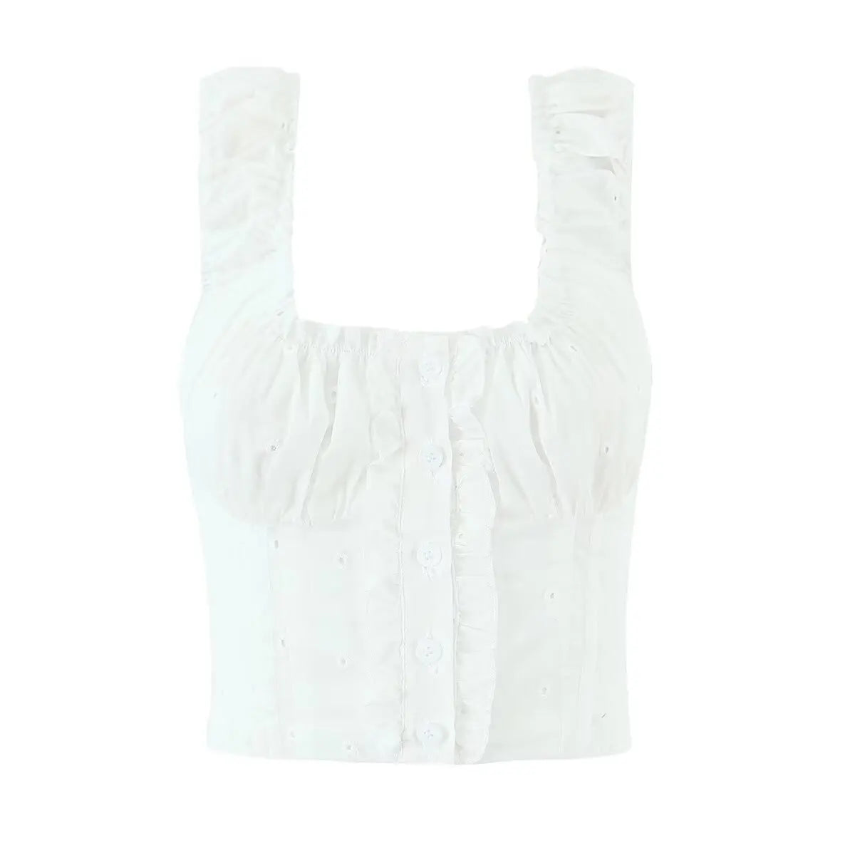 Foridol Hollow Out Cotton Women's 2 Pieces Set White Summer Pants Set Embroidery Top Pants Suit Matching Set Beach Casual Pants