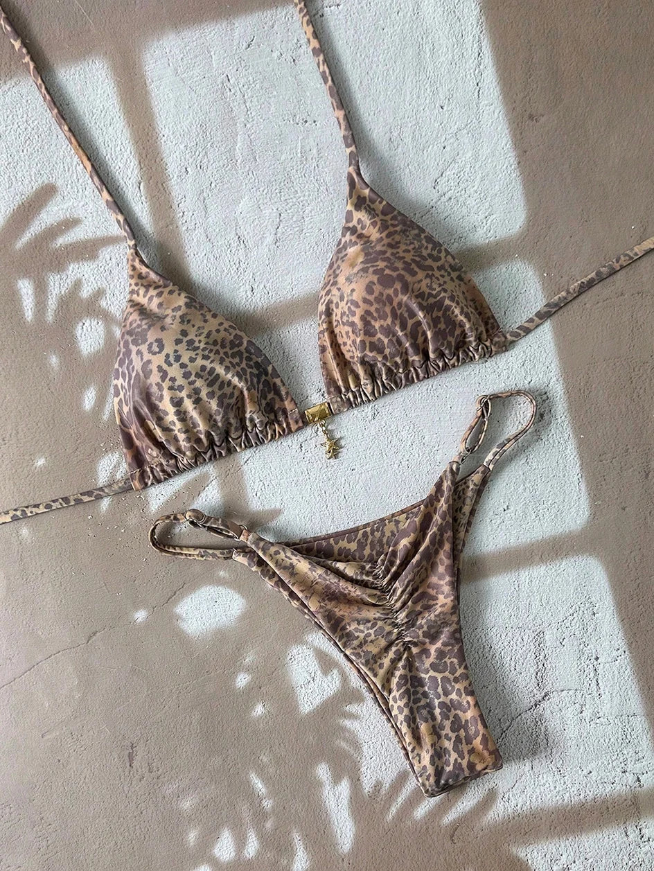 New Micro Bikini Women Swimsuit Two-Piece Bathing Suit Woman Swimwear Sexy Leopard Push Up Thong Bikinis Sets Beachwear Summer