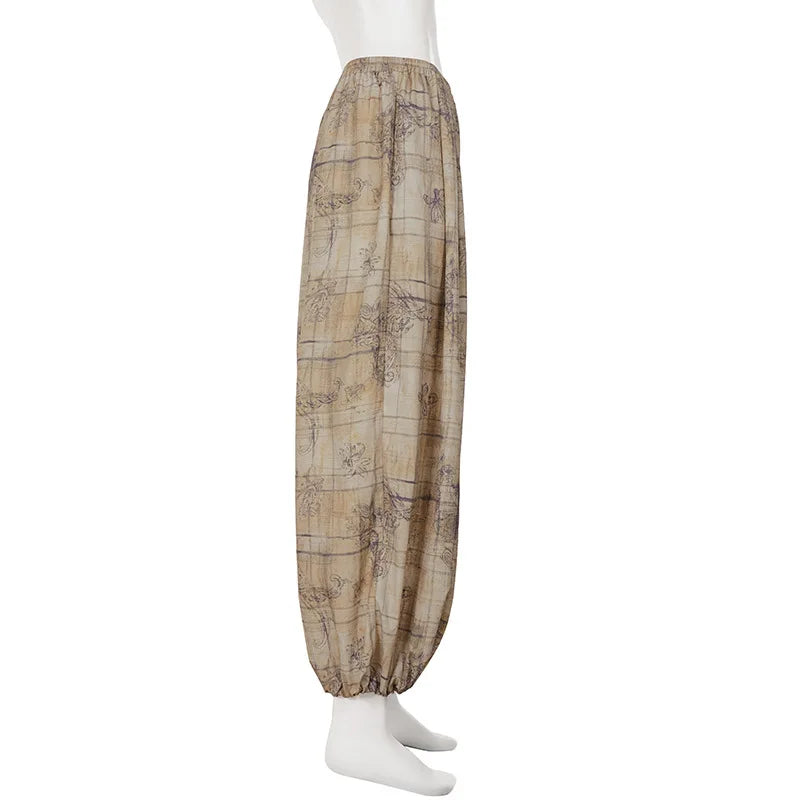 Low-waisted, loose-fitting, wide-slip casual trousers, lightweight woven trousers