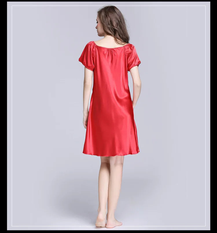 Women's Sleepwear Ice Silk Casual Silk Pajamas Women's Summer Sexy Short Sleeve Lace Pajamas Loungewear