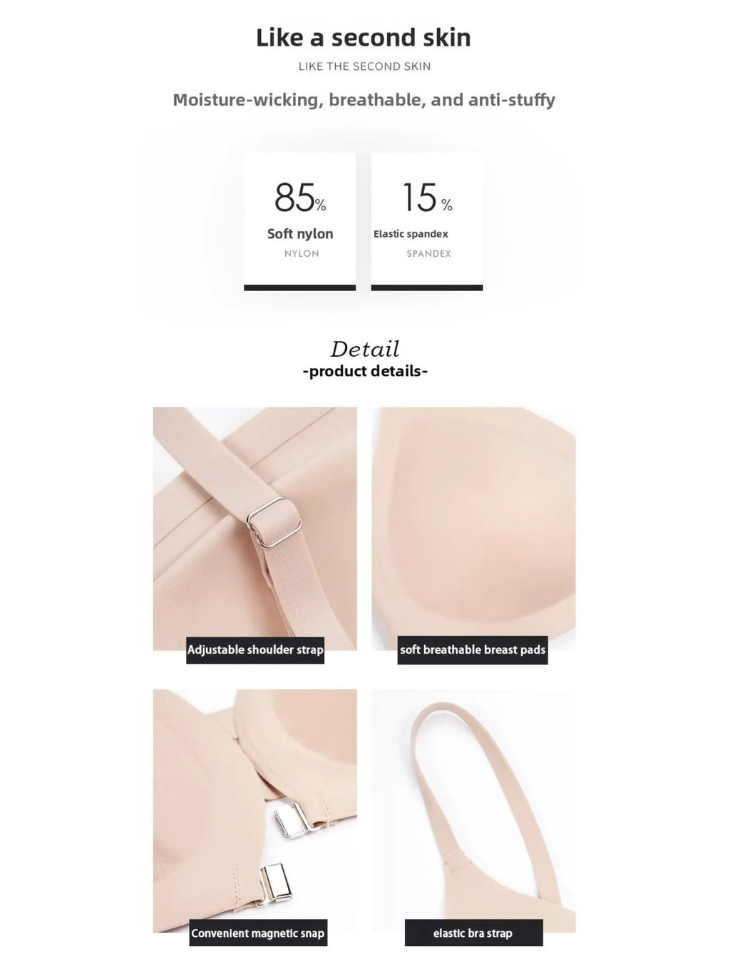 7 Pack Women's Sexy Bra Panties Set Front Closure Seamless Push-Up Wireless with Removable Padding Basic T-Shirt Lingerie