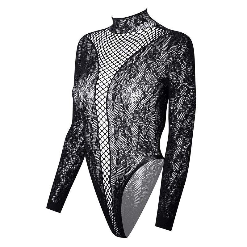 New American Style Fashion Men Vests Tops Crew Neck Sexy Hollow  Mesh Bodysuit Casual  Long Sleeve Tank Clubwear Party Costume