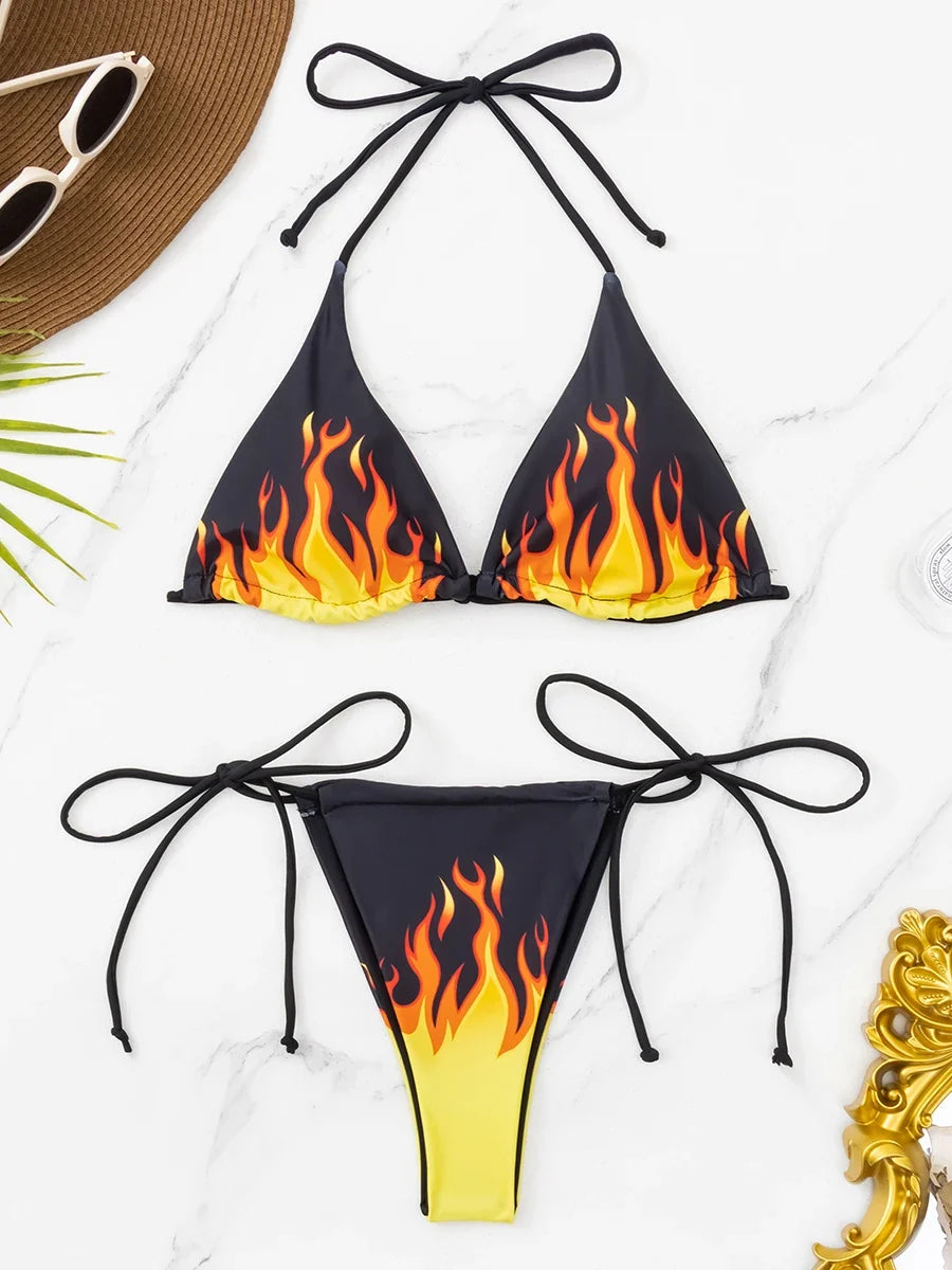 Triangle String Bikini 2025 Women Brazilian Thong Halter Swimsuit Sexy Swimwear Female Bathing Swimming Swim Suit Beachwear