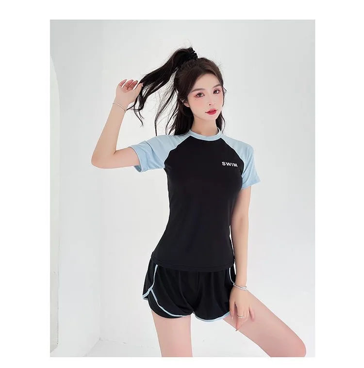 Swimsuit Women's Plus Size Two-piece Split Style Sports Style Conservative Slimming Hot Spring Ins Style Full Body Professional