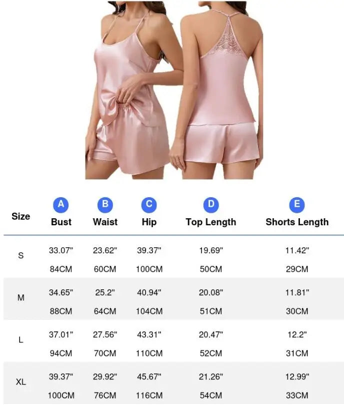 Sexy Suspender Pajamas Set Strap Top&shorts Loungewear Summer Silk Satin Sleepwear Intimate Lingerie Loose Home Clothes Pijamas