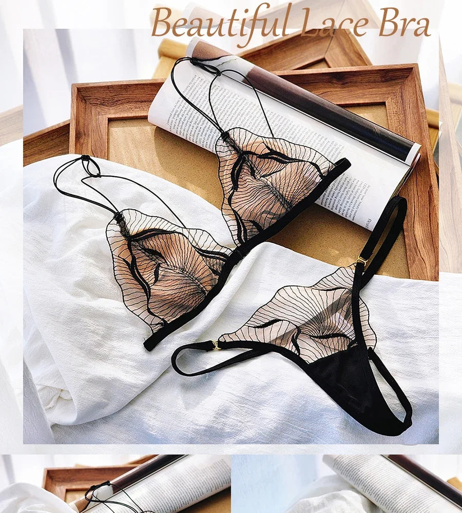 Summer French Front Closure Bralette Set Ultra Thin Breathable Sexy Lace Lingerie Comfy Everyday Wear for Women S-XL MOYISU Bras