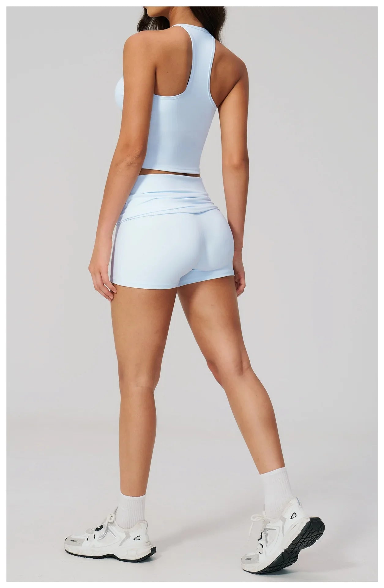 Summer 2Pcs Yoga Sets Women Camisole Slimming Sports Tank Top Pleate High Waist Shorts Fitness Suit Gym Running Excersize Wear