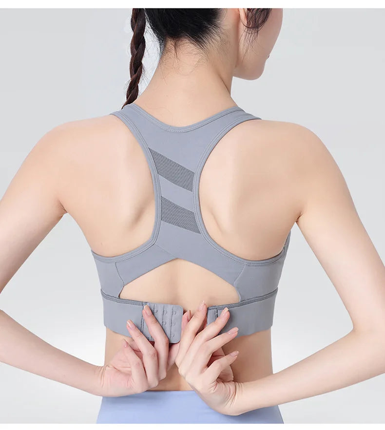 Sports bra, shockproof, high-strength, running, fitness, yoga bra, sports fixed one-piece cup, beautiful back bra