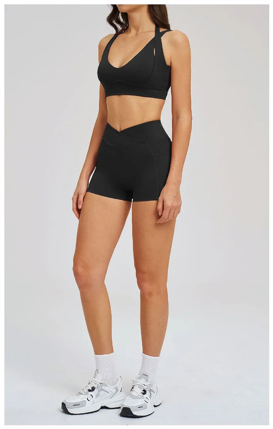 Women' Sports High Waist Shorts Set Fitness Cycling Elastic Sports Pants Yoga Bra Set Gym Sportswear Workout Set Athletic