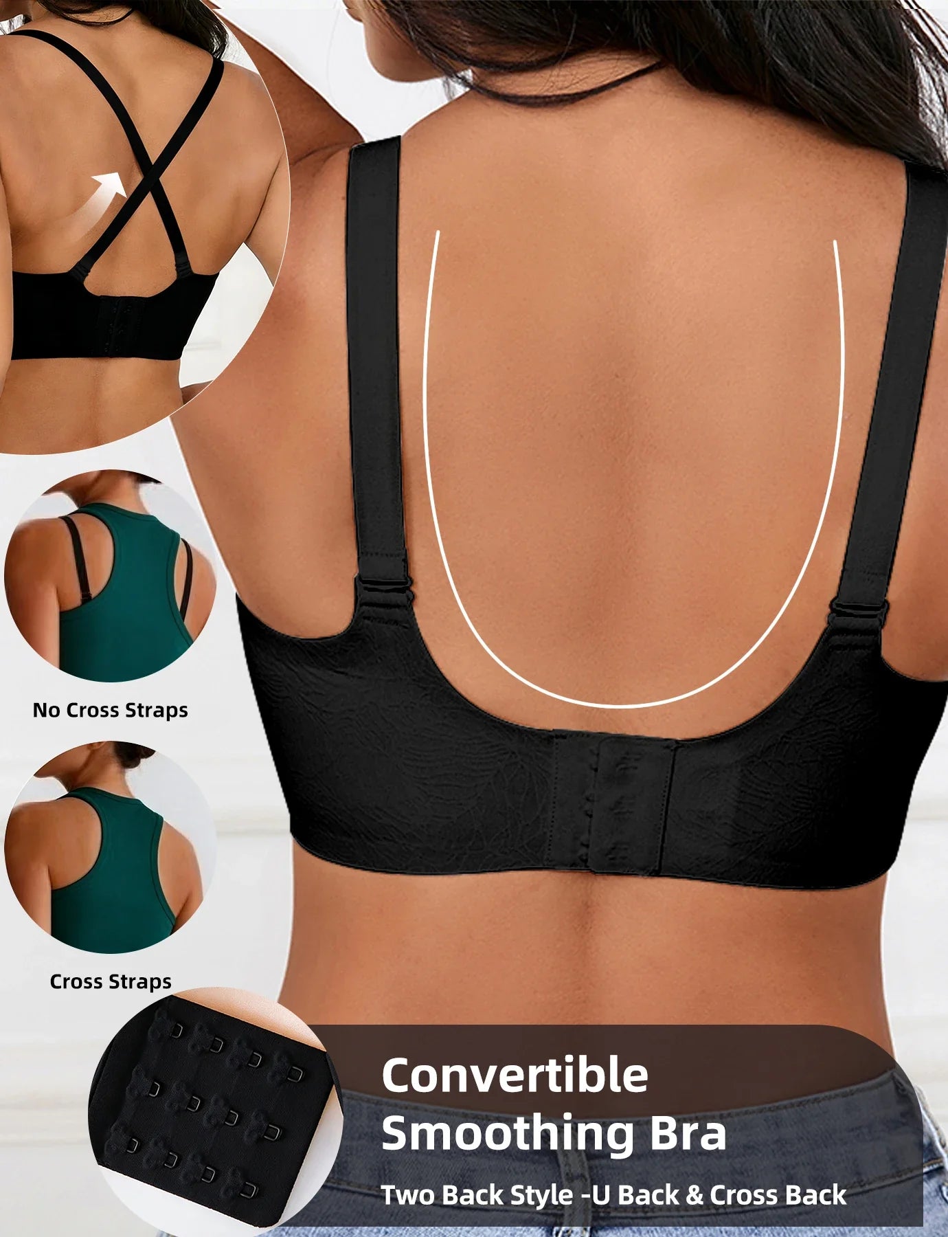 Women's Bra | V-Neck Enhances Neck Line, 3D Soft Air Support Comfort, Breathable Quick Rebound Fabric, U-Back Seamless Bralette