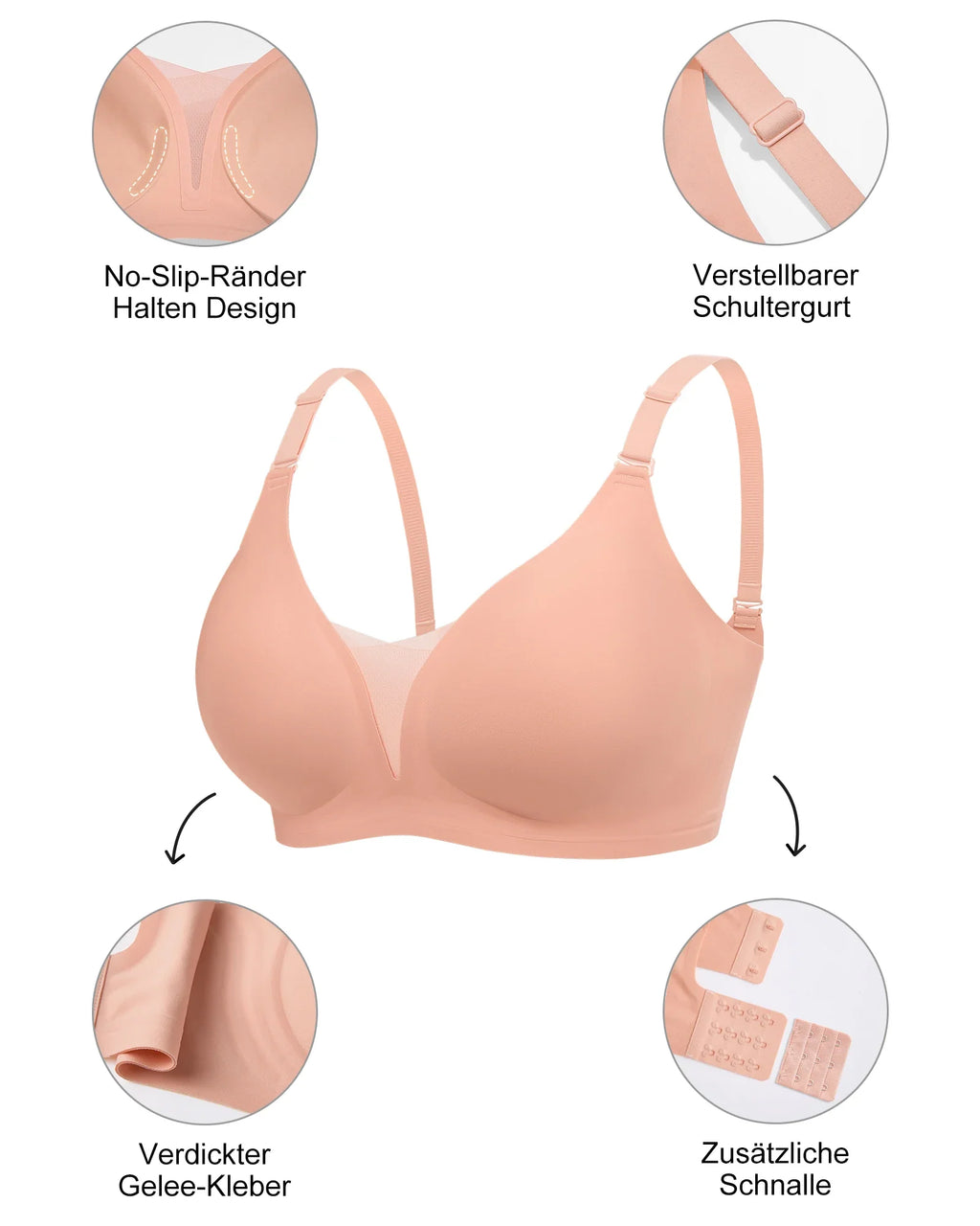 5pcs Hot Sexy Women's Wireless Push Up Bra Seamless T-Shirt Bralettes -Multi-Color, Breathable Padded, Everyday Comfort Lingerie