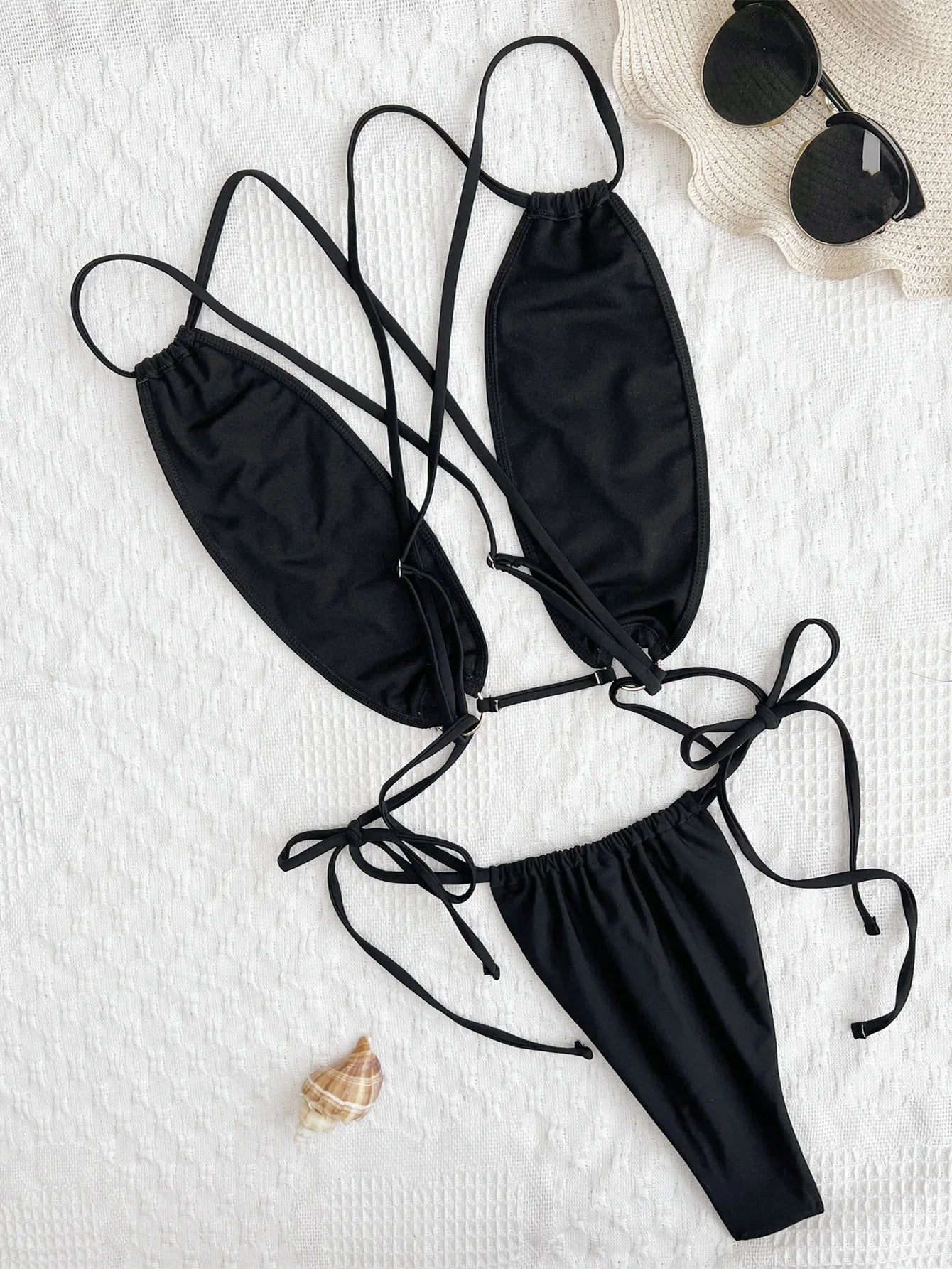 DEKA Women's New Thong One-piece Swimsuit Sexy Tight Backless Lace-up Swimsuit Brazilian Beach Swimsuit Extreme Micro Bikini