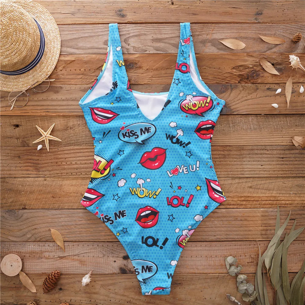 One Piece Swimsuit Women Swimwear Push Up Monokini Sexy Bodysuit Print Bathing Suit Female Beachwear Backless Swim Wear Beach