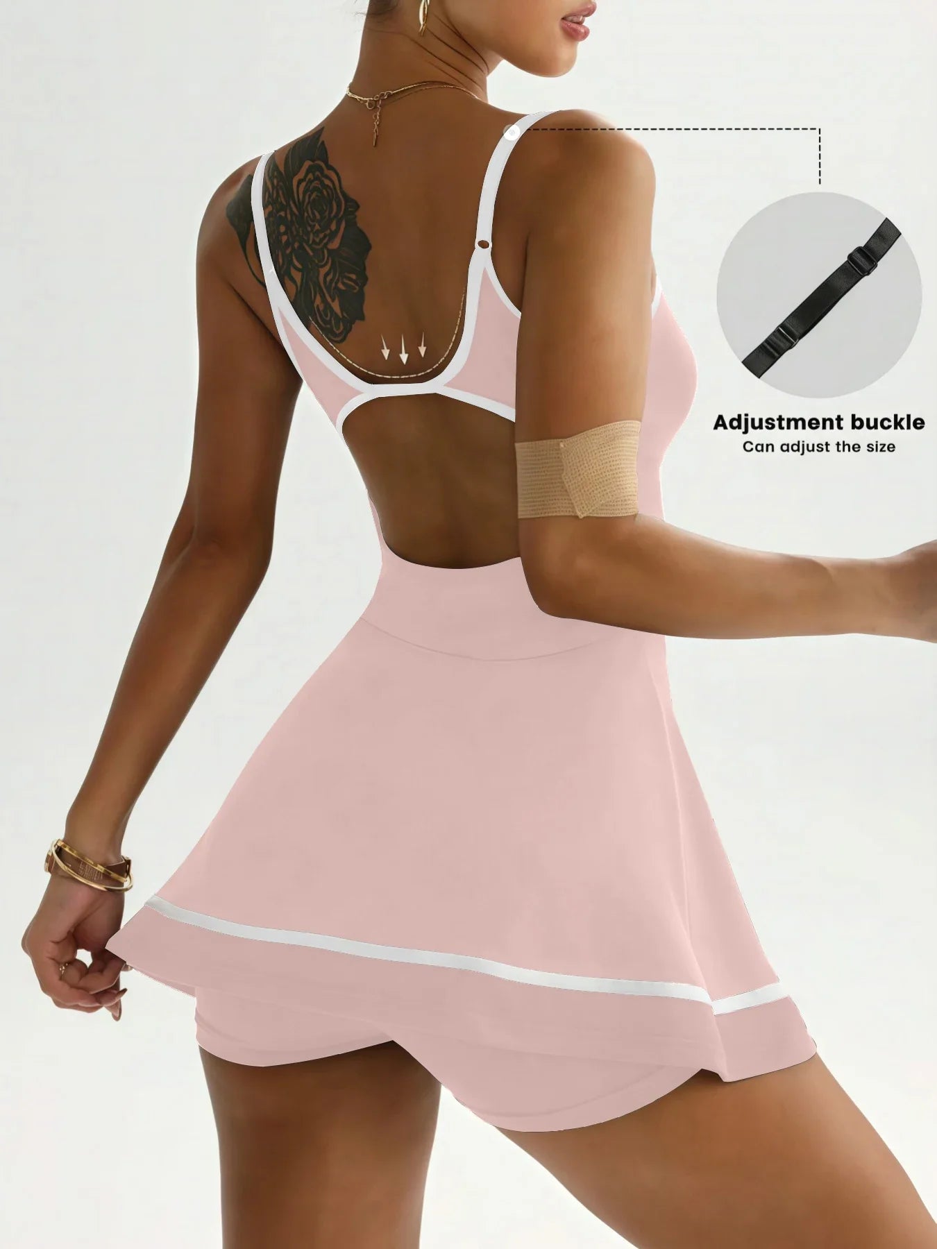 Women's color blocked camisole dress hanging sleeveless thickened tennis sportswear slim fit gym sportswear short skirt