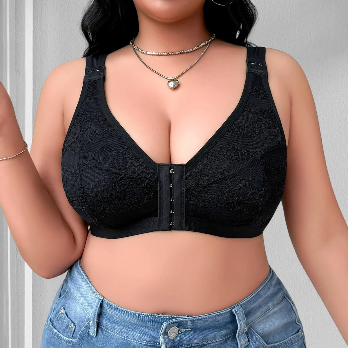 1pcs Plus Size Bras For Women Underwear Seamless Bra Push up Brassiere Lingerie Front Closure Bralette 1XL-4XL Unlined Thin Bras