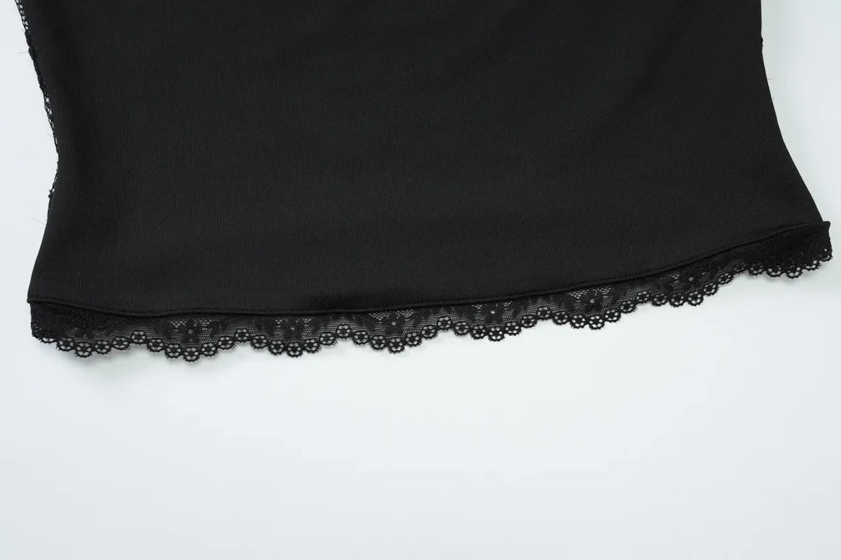 FDYOUI 2026 New Lace Patchwork Long Sleeve T-shirts for Women Square Collar See-through Slim Crop Tops White Black Tee Shirt