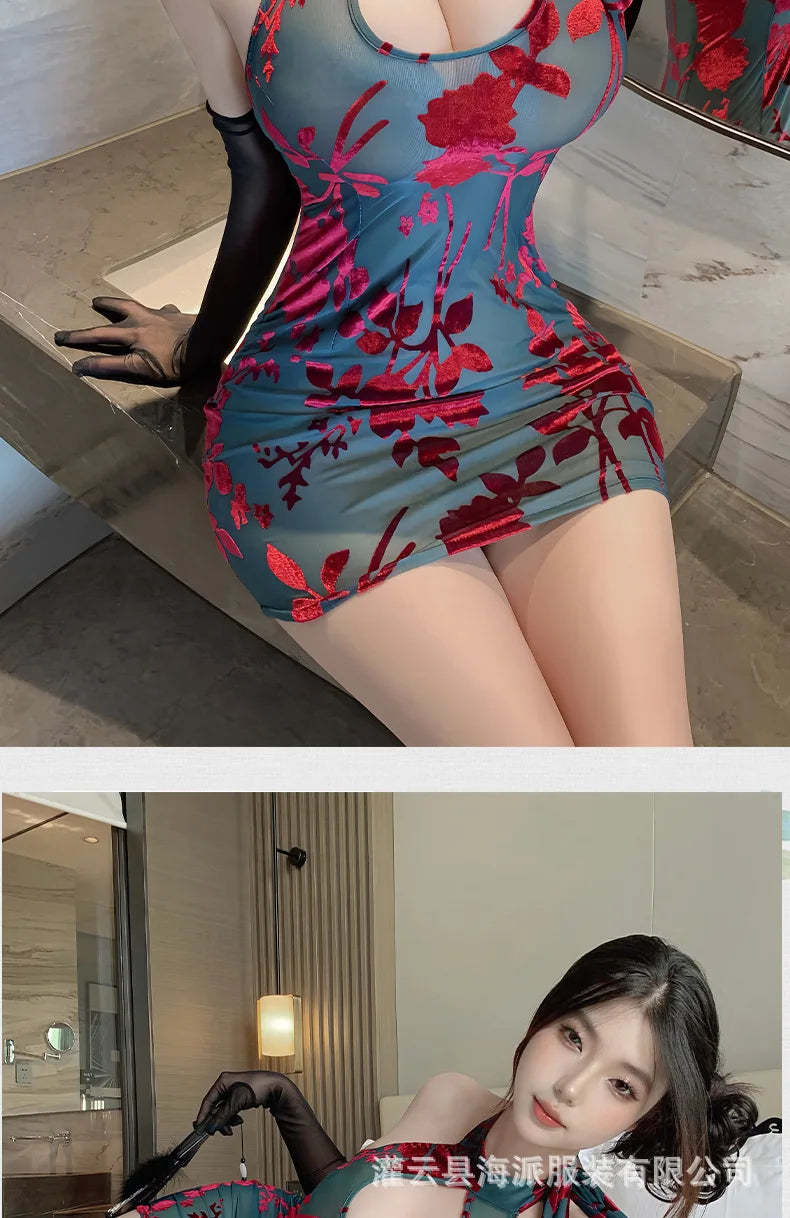 Sexy Homewear Playful Dress High-end Wrap Hip Backless Deep V Suspenders Sleeveless Hanging Neck Dress Pure Desire Charming GHHL