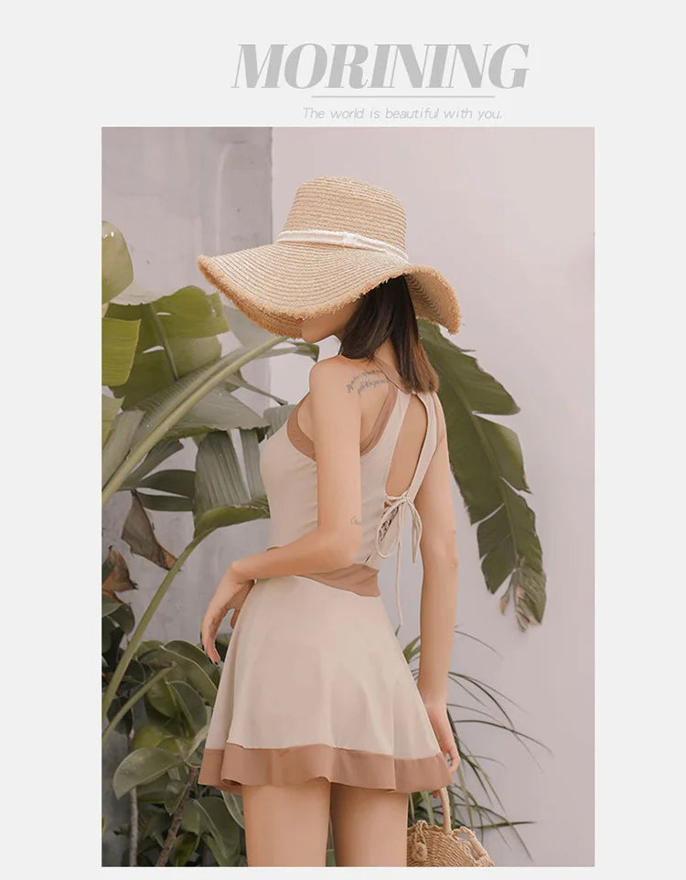New Super Fairy Skirt-style One-piece Waist-covering Belly Slimming Conservative Steel Support Gathered Swimming Suit