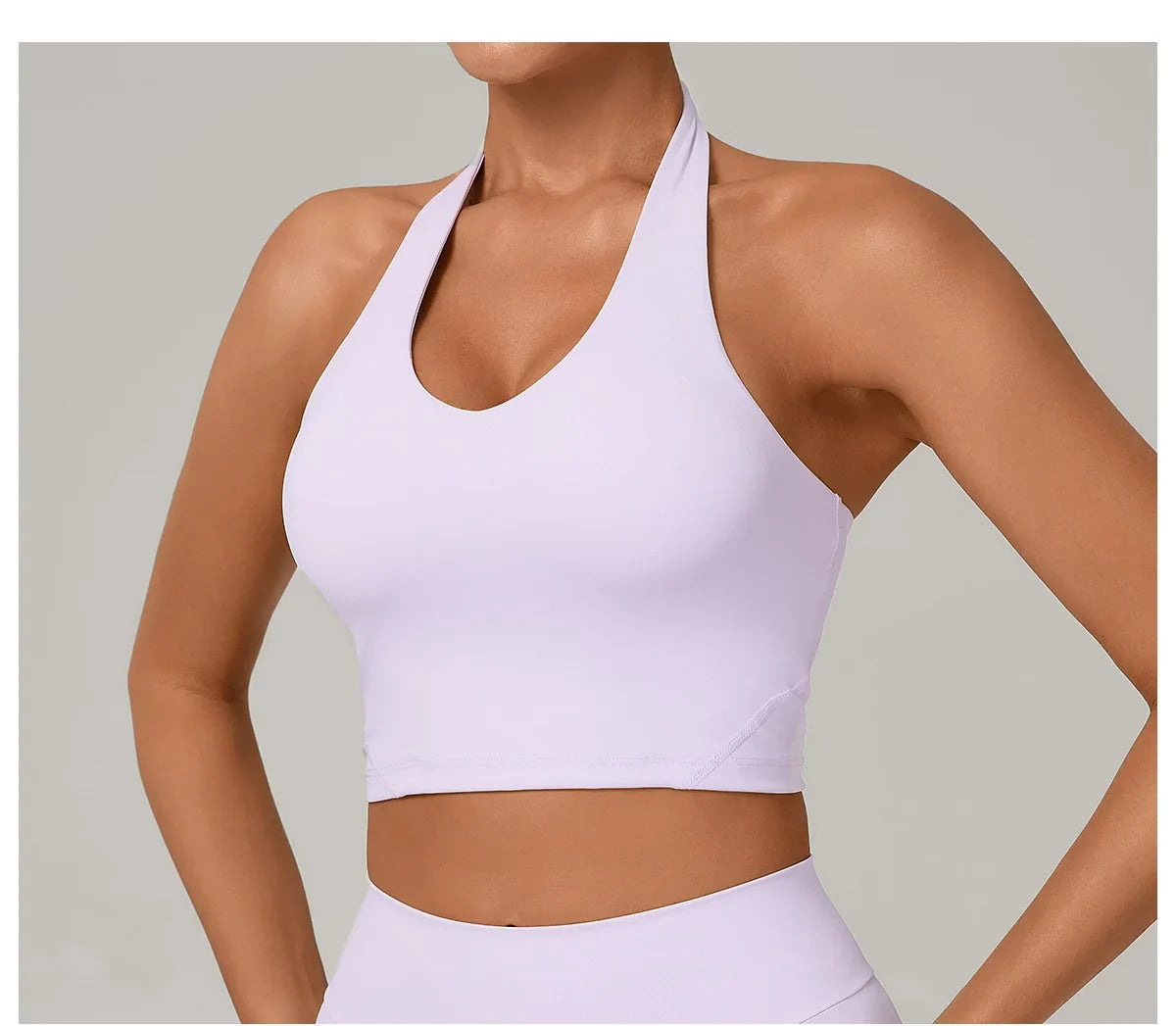 Women Fitness Sports Bra Halter Top High Support Push-up Open Back Gym Bra Shockproof Running Fitness Yoga Workout Underwear