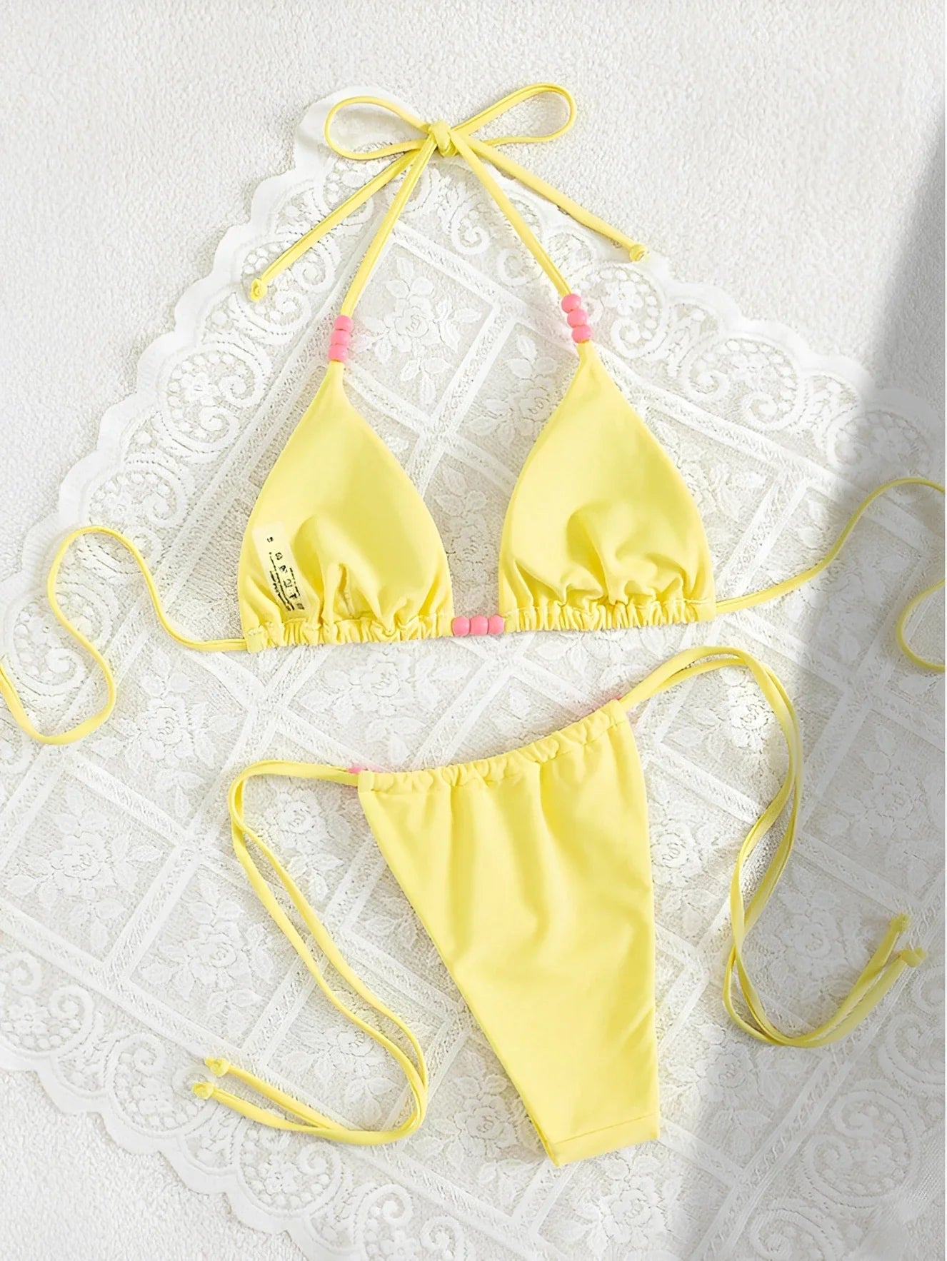 2026 Halter Triangle Bikinis Printed Swimsuit Women Sexy String Swimwear Female Bathers Swimming Bathing Swimming Swim Suit