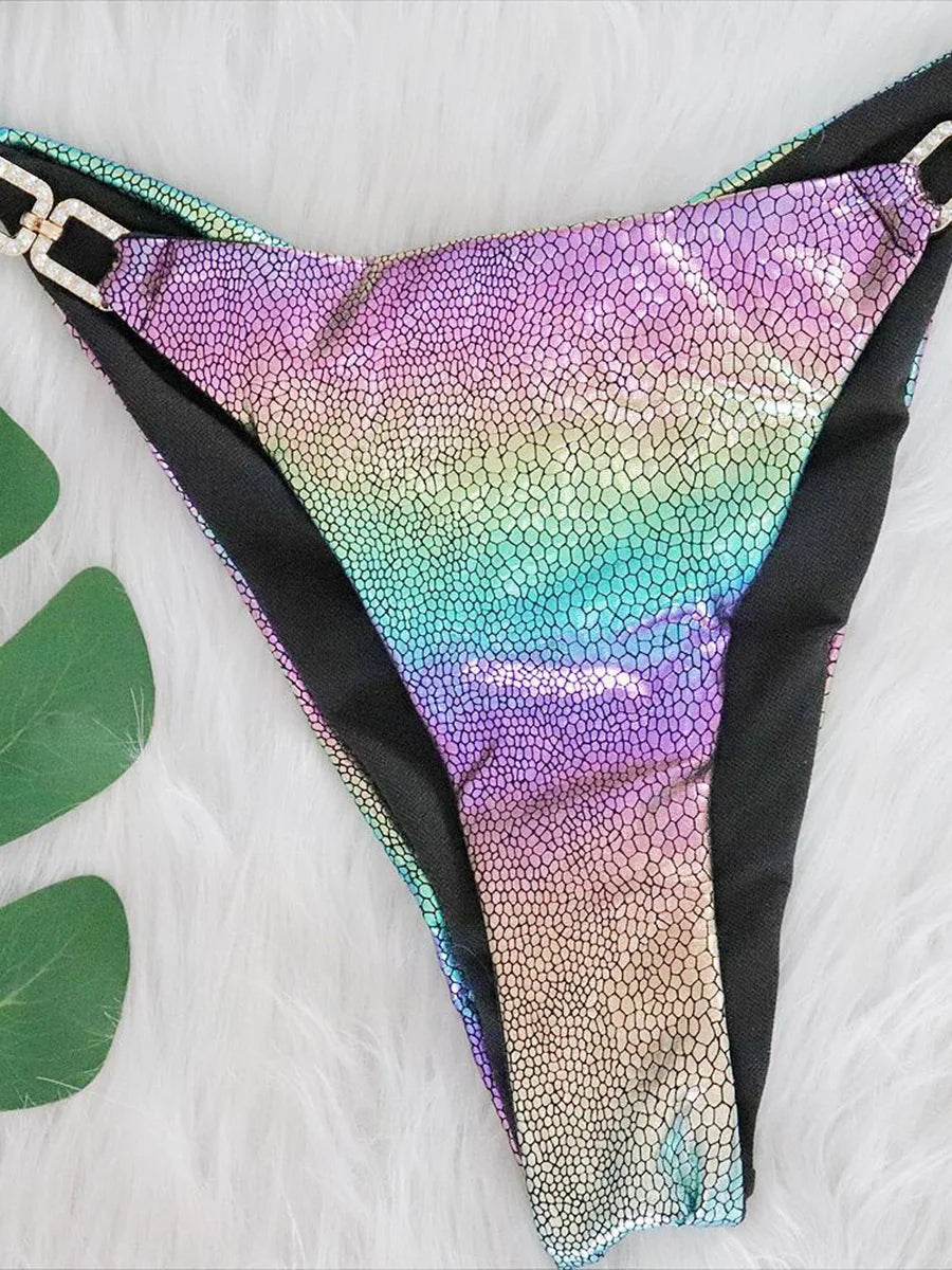 Gradient Snake Skin Bikins 2025 Diamond Bikini Female Swimsuit Women Swimwear Two-pieces Bikini Set Mini Micro Bathing Suit Swim