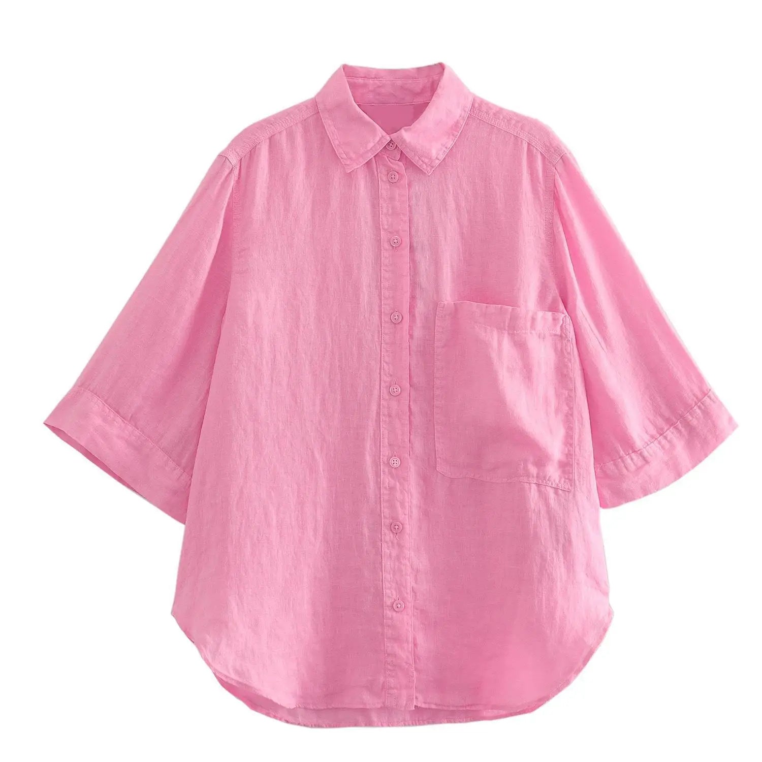 Foridol Casual 2 Pcs Shorts Women Set Linen Cotton Pink Oversize Buttons Shirt+shorts Outfits Summer Autumn White Fashion Set