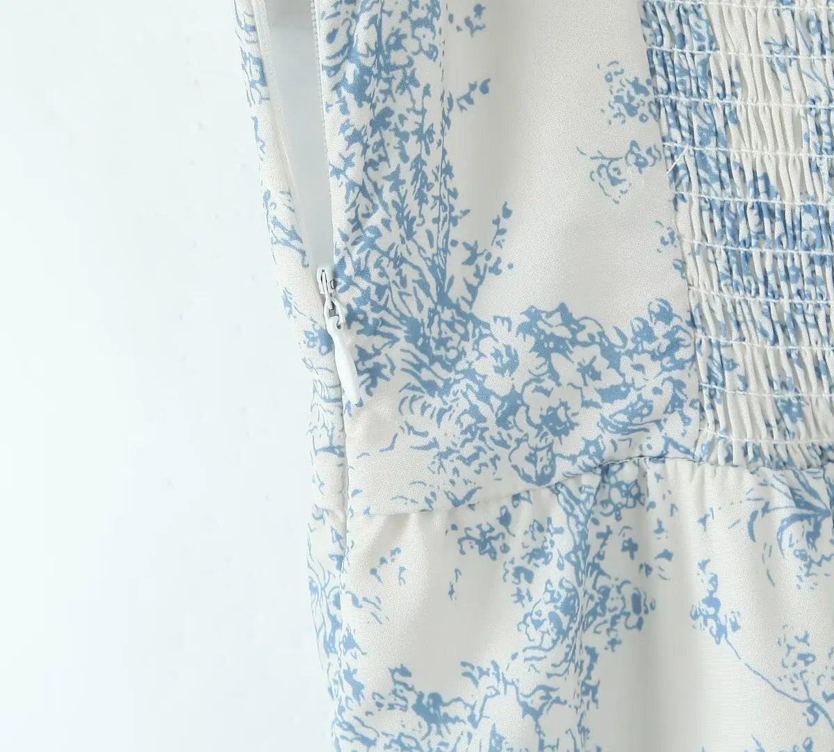 Bowknot Printed Women's Dresses Summer Casual Beach Strap Midi Dress Female Boho Light Blue Buttons Smocked Vestidos 2025