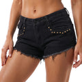 Women Denim Sexy Hot Short Pants Casual Low Waist Rivets Slim Fit Jeans Shorts Streetwear Summer