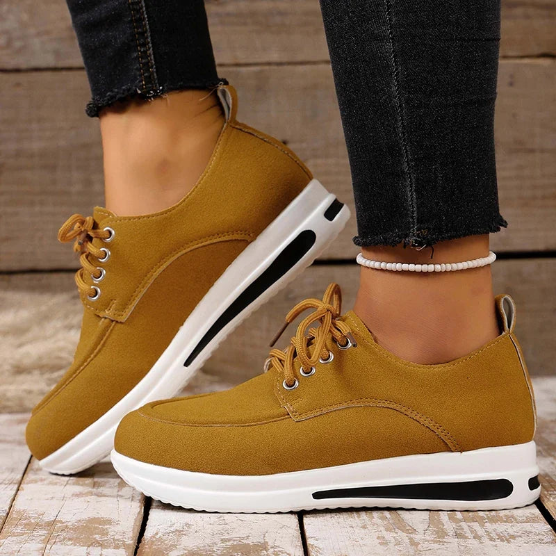 Comfortable Lace Up Platform Sneakers Women Lightweight Plus Size 43 Thick Sole Casual Shoes Woman 2025 Non Slip Sport Sneaker