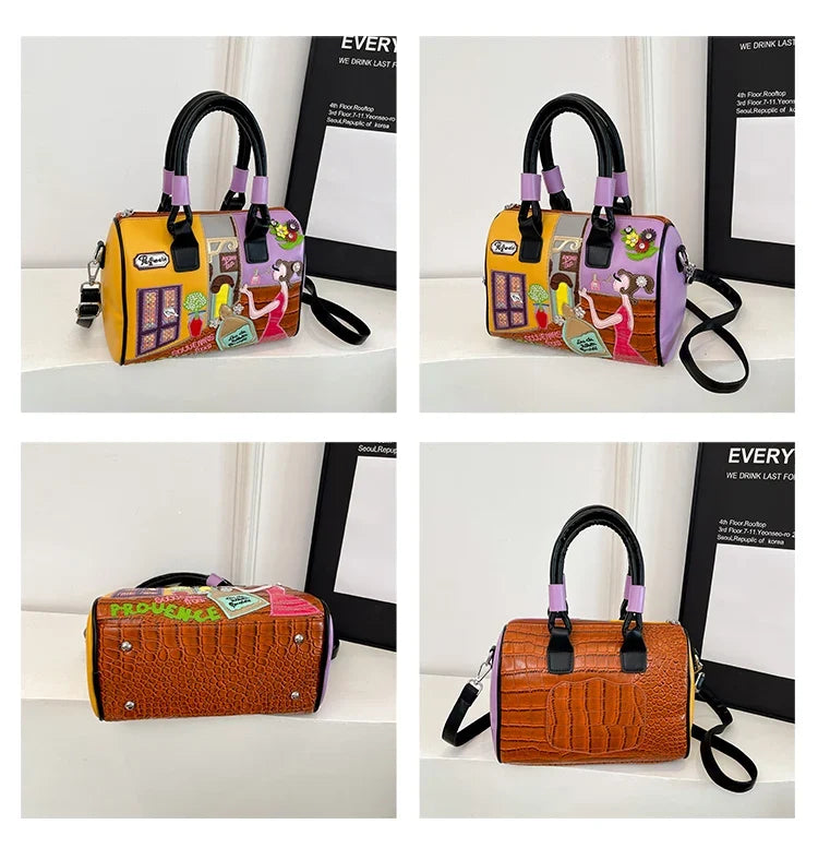 PU New Personality Stylish Shoulder Bags Design Patchwork Zipper 2025 Hot Sale Women's Bags Retro High Quality Women's Bags