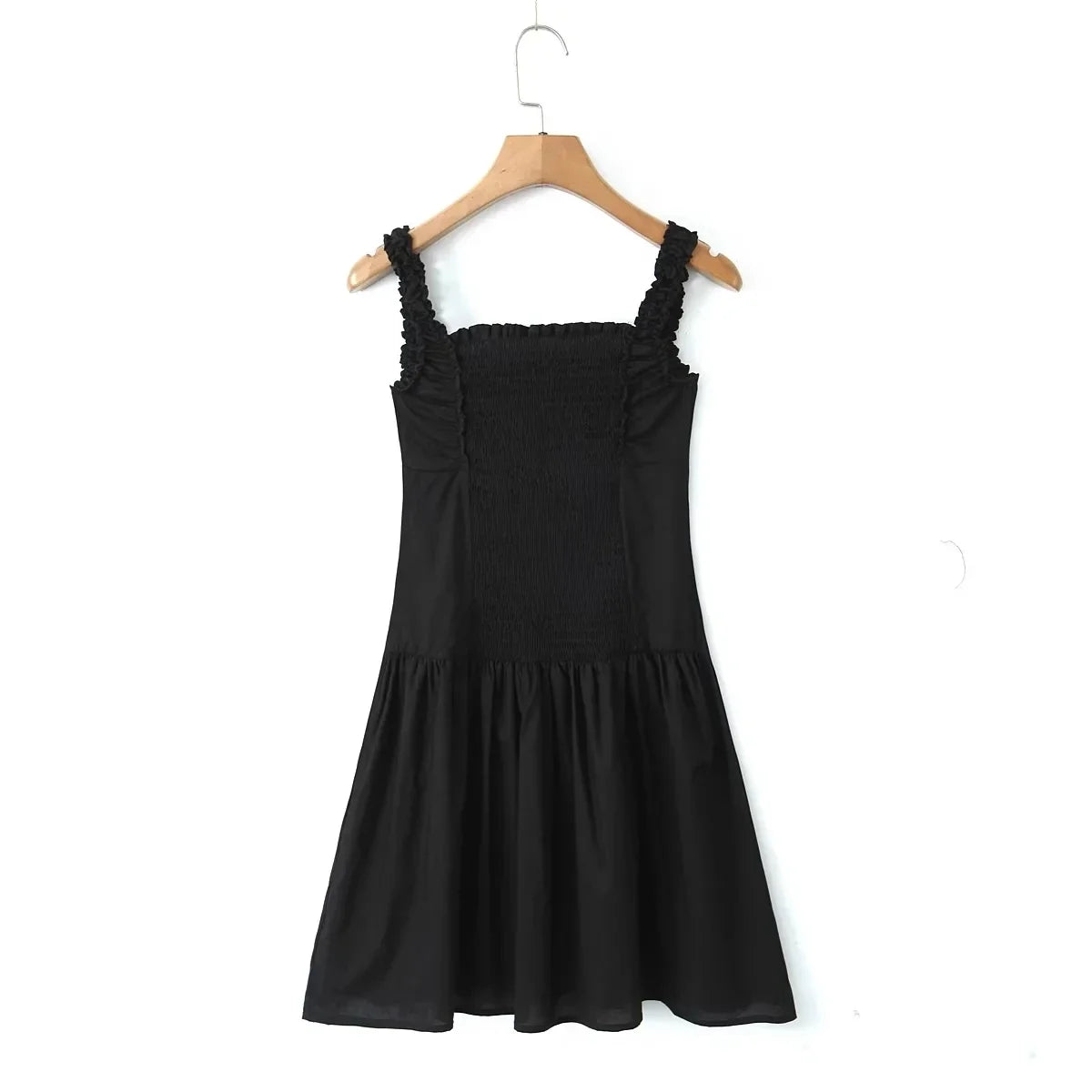 Foridol Bowknot Smocked White Short Dress Women Summer Cotton Mini Sleeveless Tank Sundress Beach Chic Buttons Dress for Petite