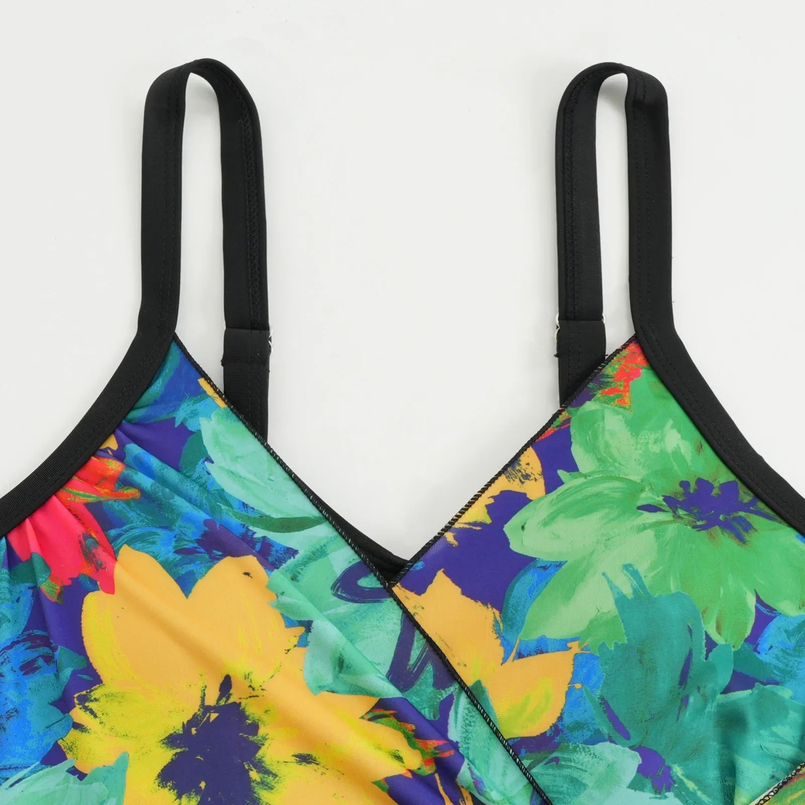 Vintage Black Tie Dye Gradient Swimwear Women 2026 V Neck Drawstring Slim Tummy Control One Piece Swimsuit Bathing Suit Monokini