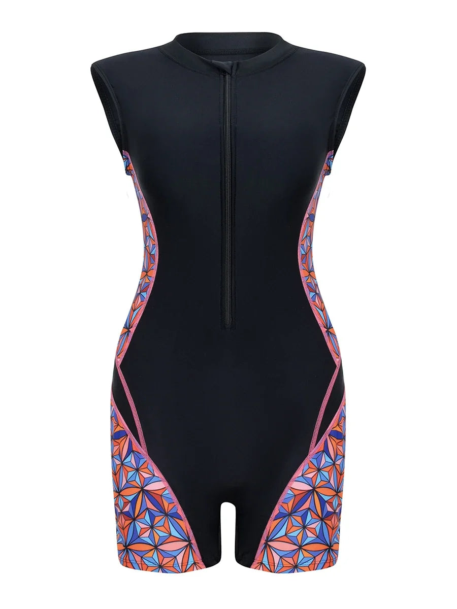 2026 Zipper Rushguard Sleeveless Slim Swimsuit Women One Piece Swimwear Female Bather Bathing Swimming Swim Surf Suit Beachwear