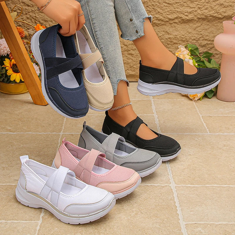 Spring Summer Breathable Flats Women Plus Size 43 Slip On Platform Sneakers Woman Comfortable Soft Non Slip Casual Shoes Female