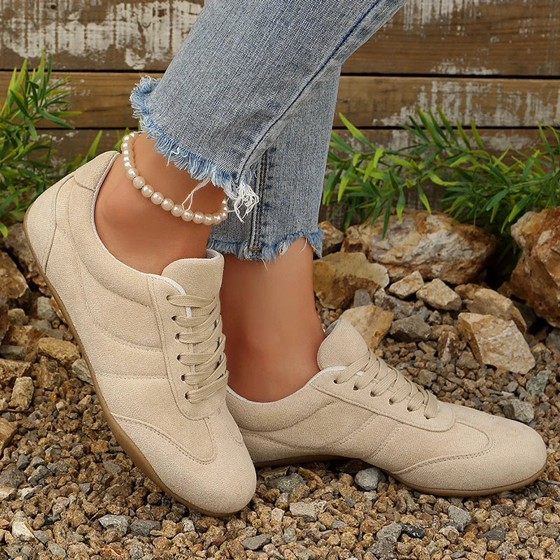 Comfortable Soft Sole Sneakers Women Plus Size 42 Faux Suede Lace Up Casual Shoes Woman 2026 Autumn Non Slip Sport Flats Female