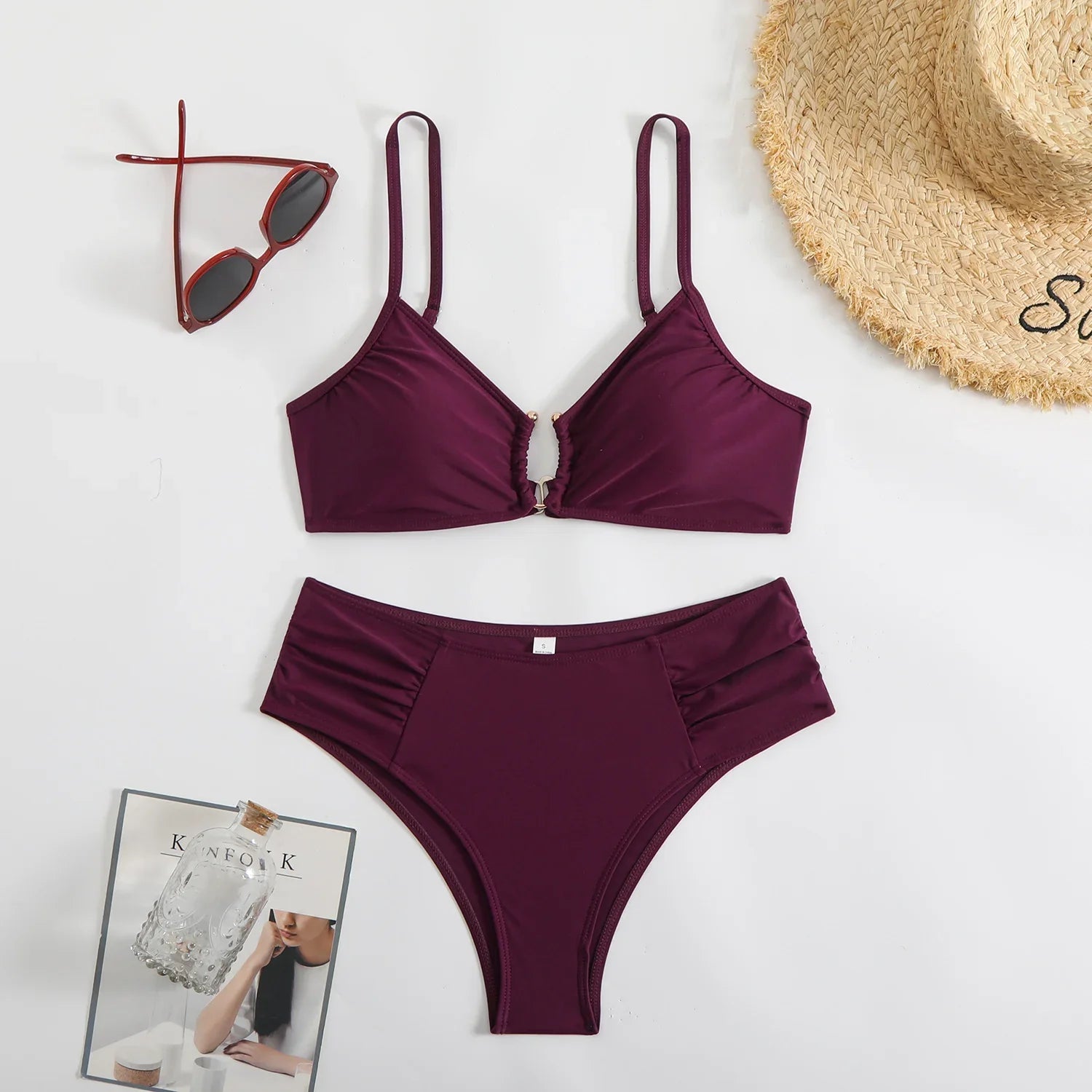 2025 U-wire Bikini Women Sexy Strappy Swimwear Female Solid Swimsuit Bathers Bathing Swimming Swim Suit Beachwear