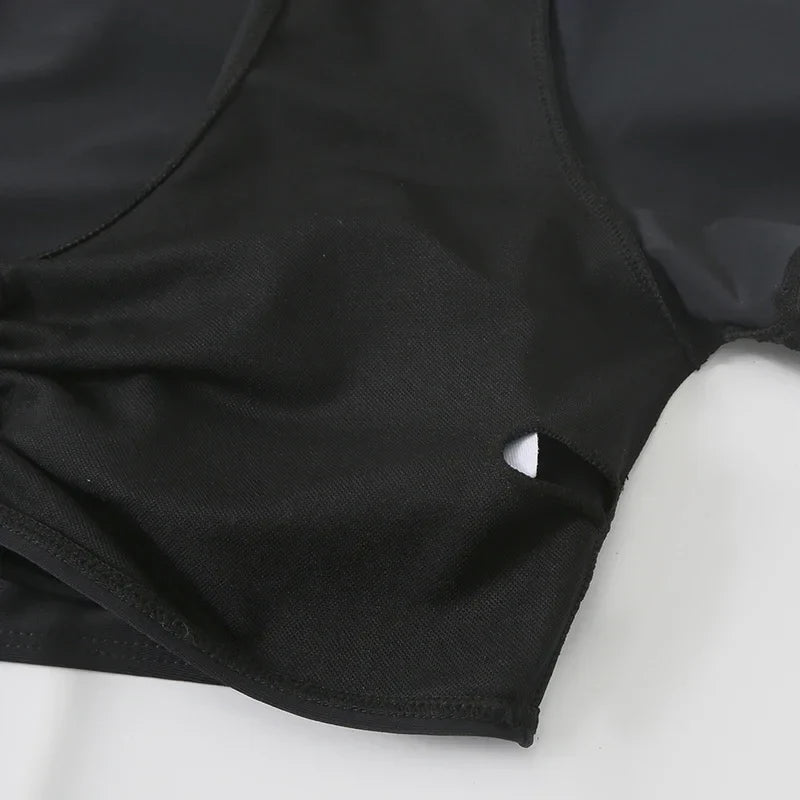 Black Drawstring Swimwear Bikinis Sets Mujer 2026 Crop Top Shorts Bottom Swimsuit Women Sexy Bathing Suit Beachwear Bikini Swim