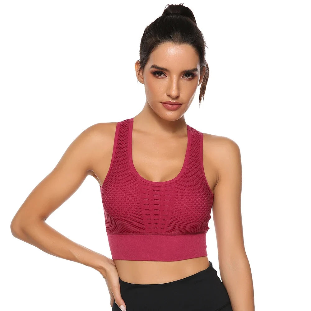 Hot Fitness Women's T-shirts Workout Sports Bra Yoga Vest Backless Solid Quick Dry Running Gym Sport bra Yoga Shirts Tank Top