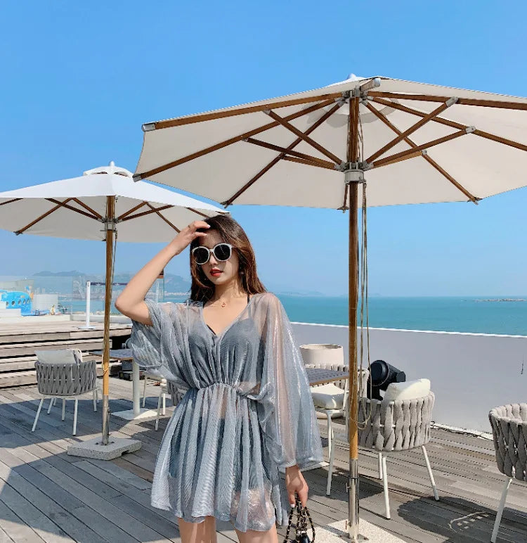 New women's swimsuit split bikini three-piece boxer long-sleeved spa swimsuit