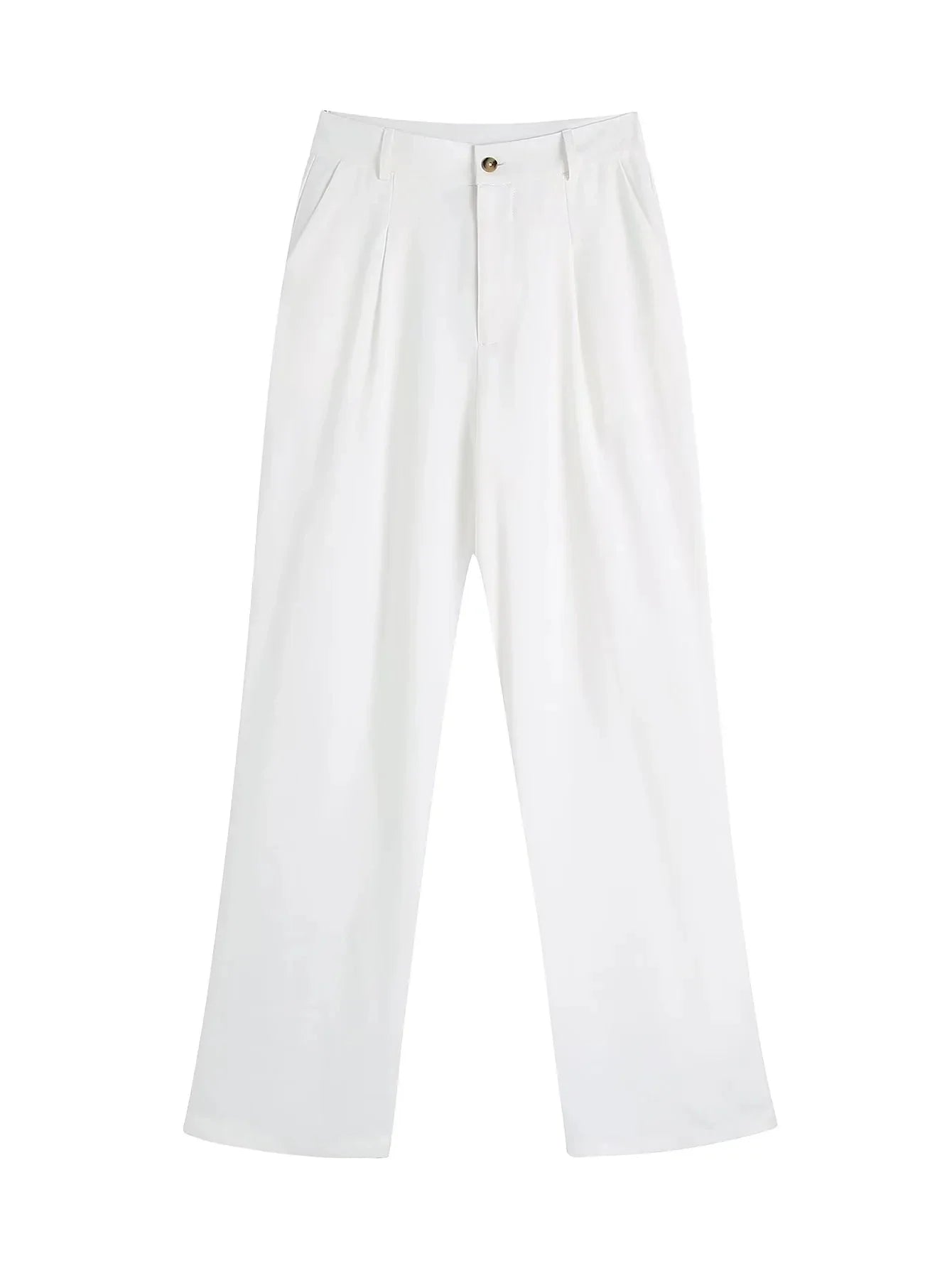 Foridol White Cotton Linen Long Pants Set Sleeveless Vest Pants Suit Office Lay Autumn Summer Wide Leg Casual Fashion Set Outfit