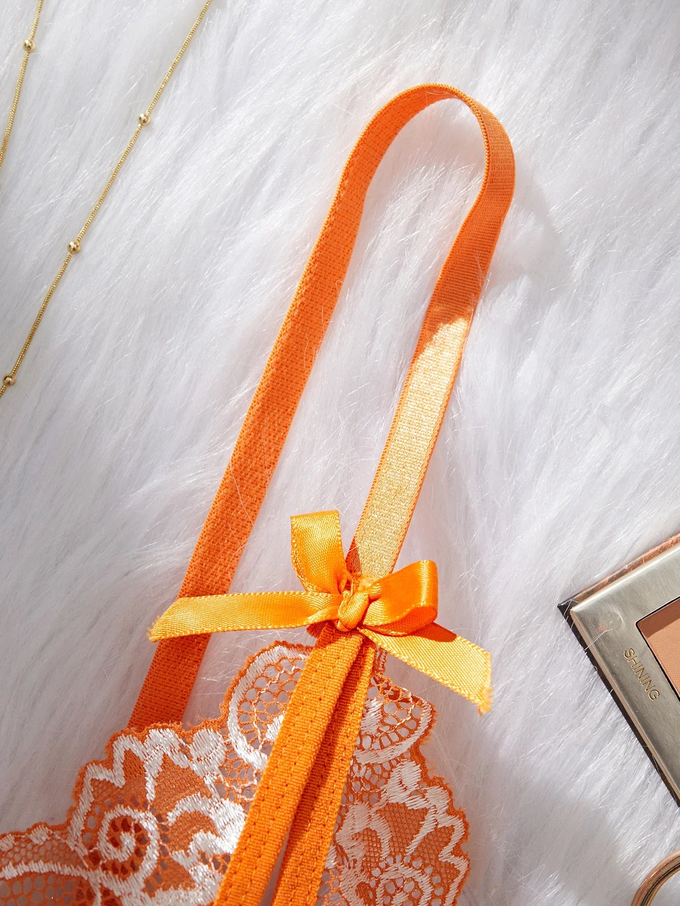 Orange Lace Contrast Sexy Lingerie For Women Open Chest Bra Thongs Sets Summer Female Underwear Cute Erotic Adult Matching Suit